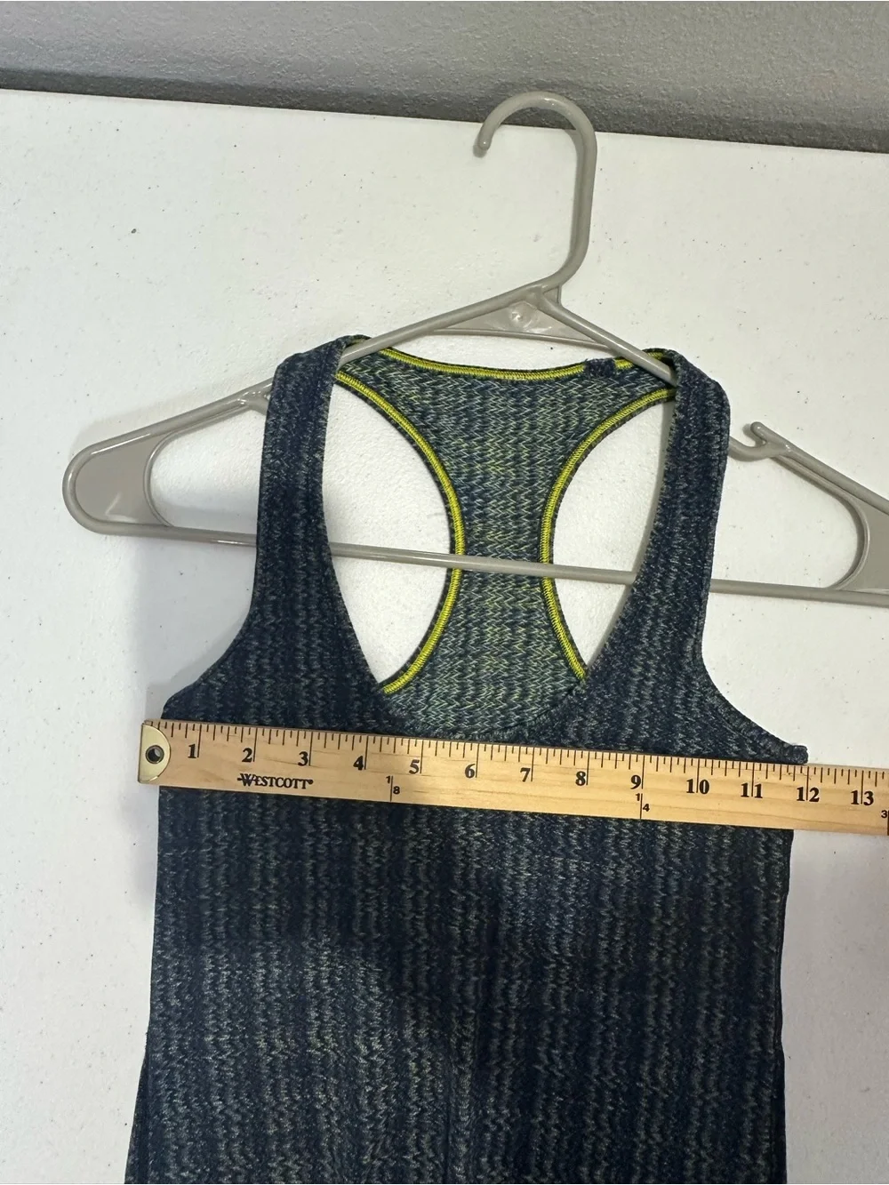 lululemon athletica Navy Striped Racerback Tank with Yellow Trim